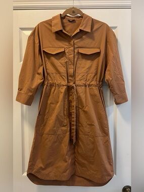 Peserico caramel colored utility midi cotton dress. Italian size 40 or 8 in US.
